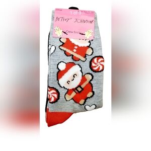 Betsey Johnson Christmas‎ Santa Crew Socks 3 Pairs New